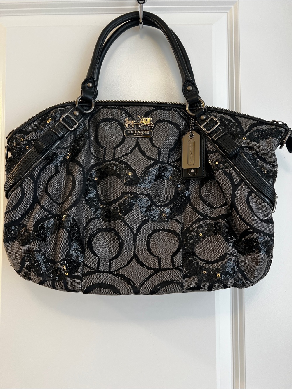 Coach purse. Black Madison with sequins